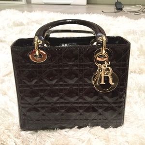 Christian Dior Lady Dior Medium Patent Leather